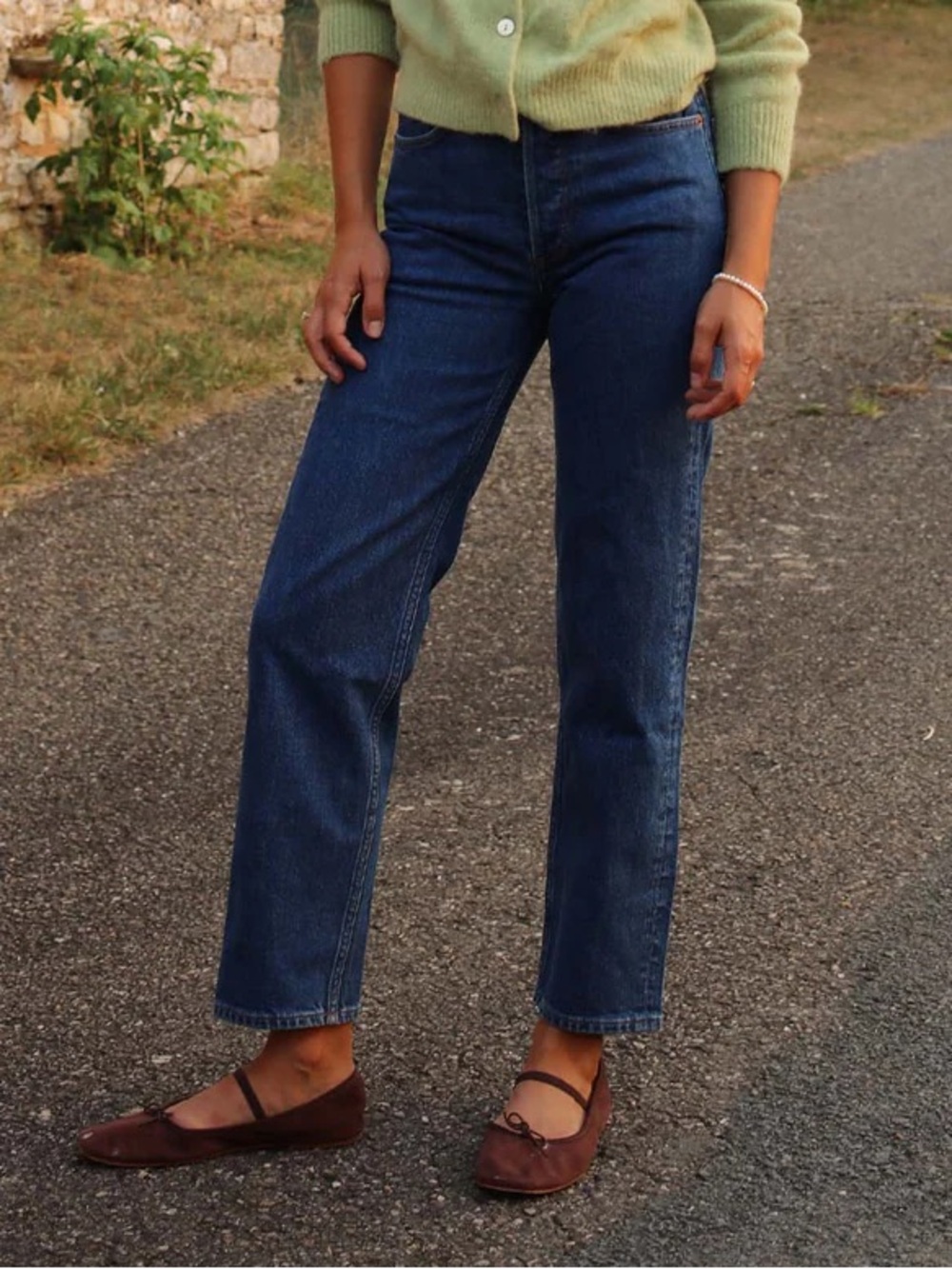 NWT Doen Diana Crop Denim Cotton Jeans Pants Rousseau Wash Dark Medium Blue